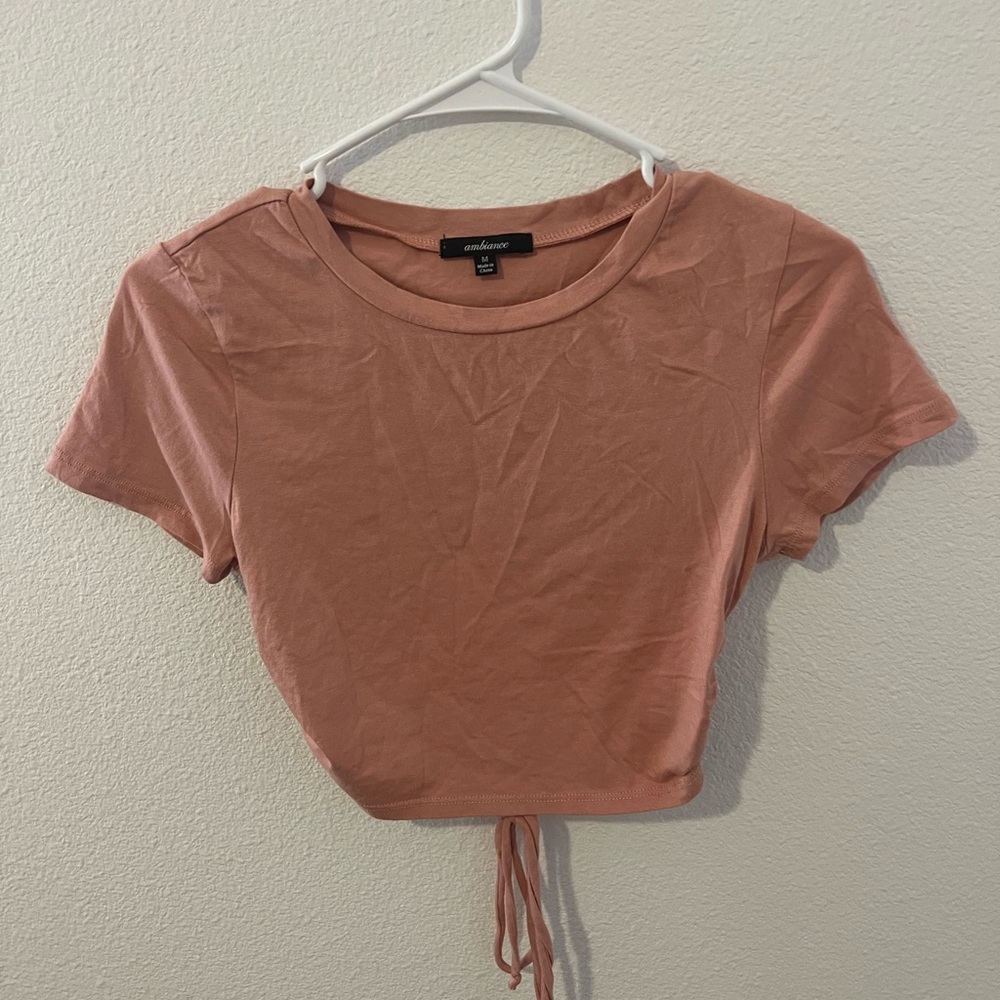 Rosy pink cropped baby tee with open back